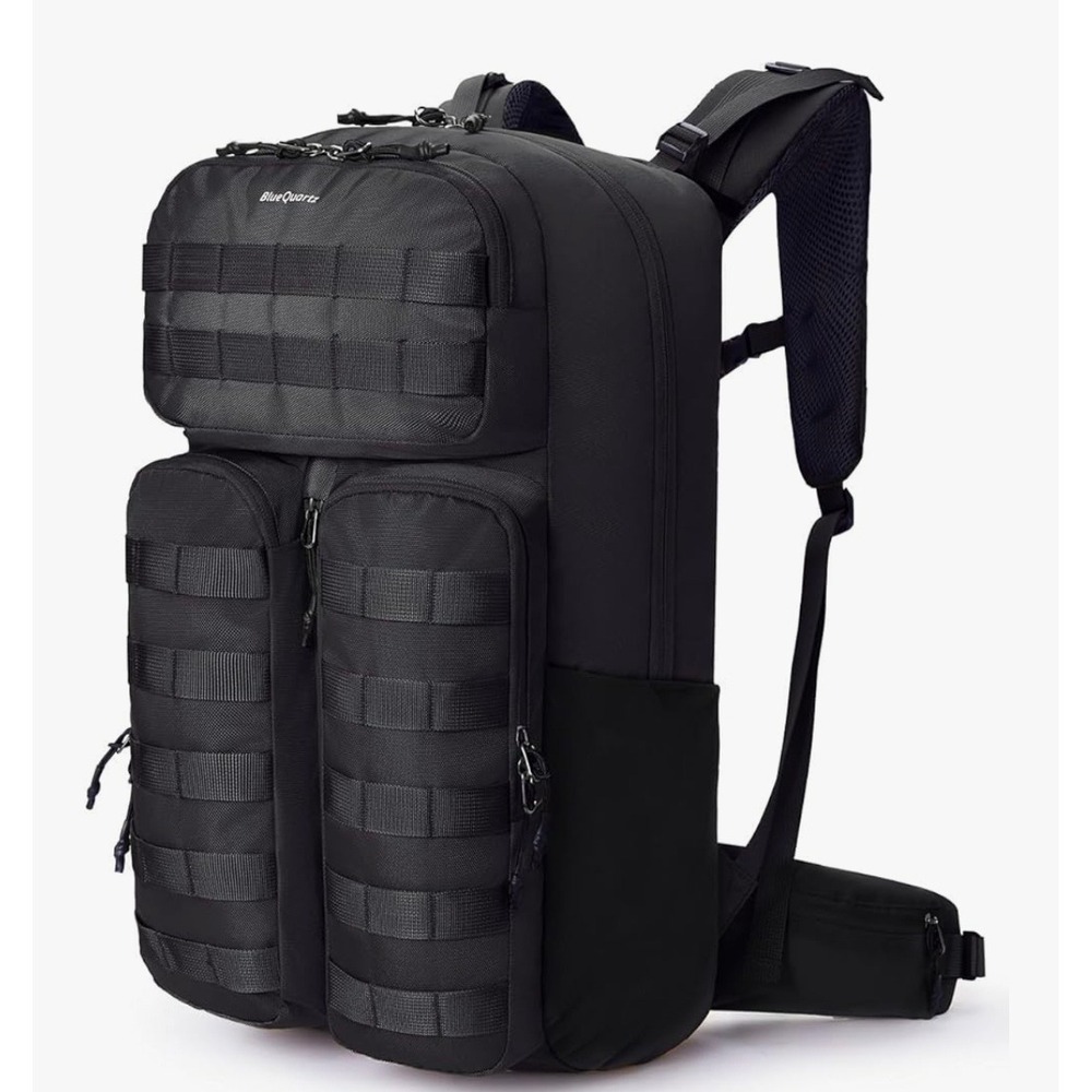 Blue Quartz 40L Tactical Backpack Water Resistant Molle Black Travel Hiking